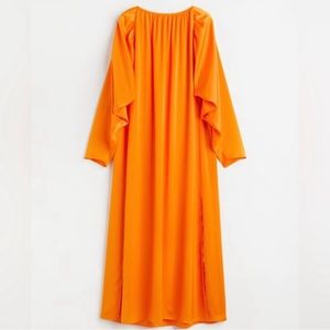 Orange, satiny, long-sleeve kaftan, new w/o tags